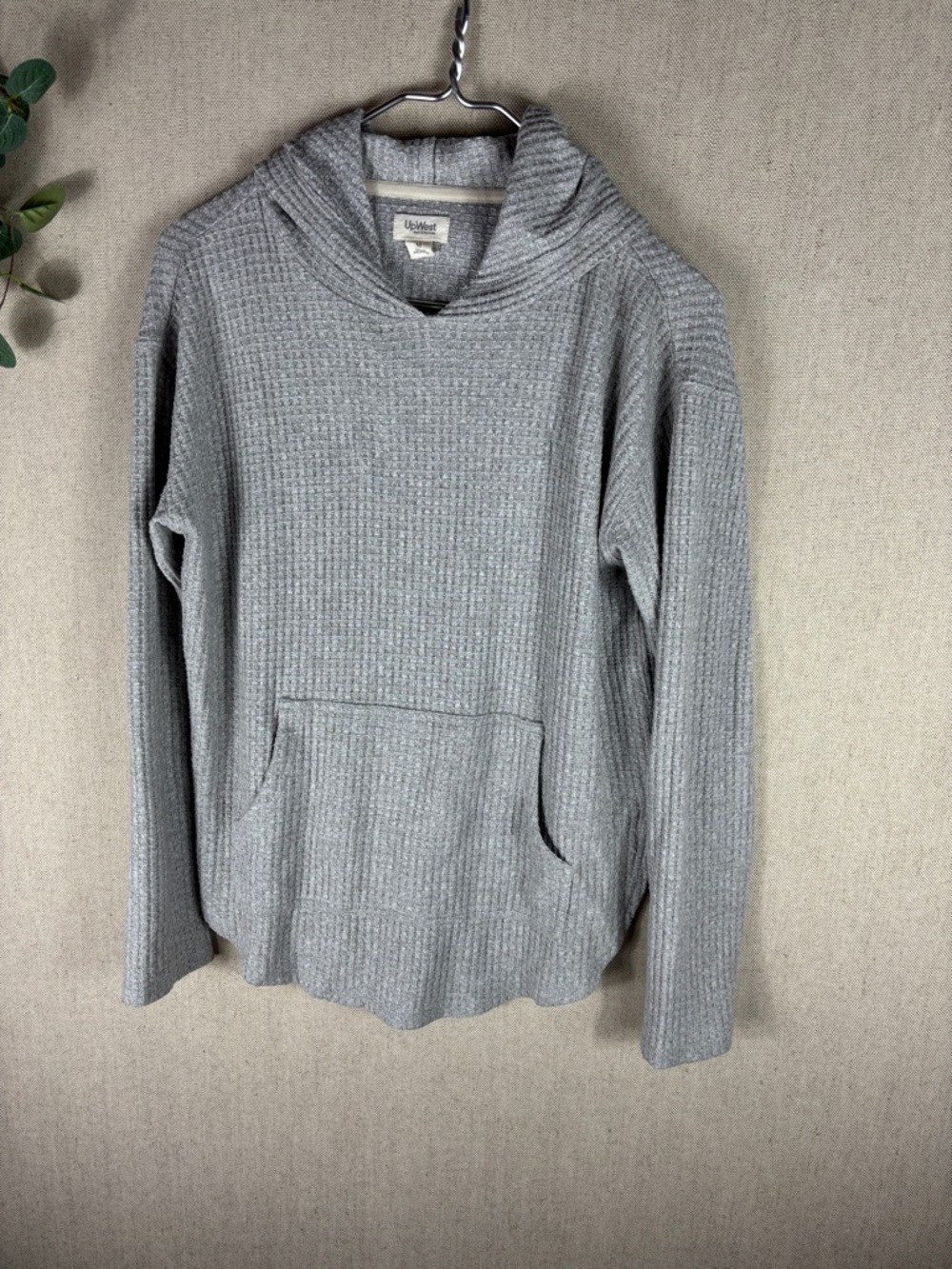 UpWest > Gray Waffle Hooded Sweatshirt Medium - Picture 5 of 10